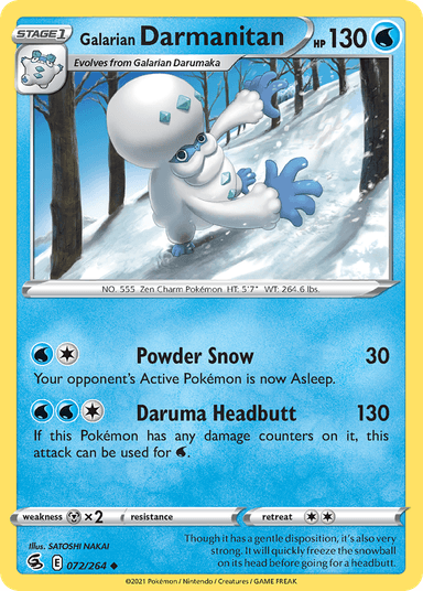 Carta Galarian Darmanitan 72/264 do set Fusion Strike — Pokémon TCG | Bynx
