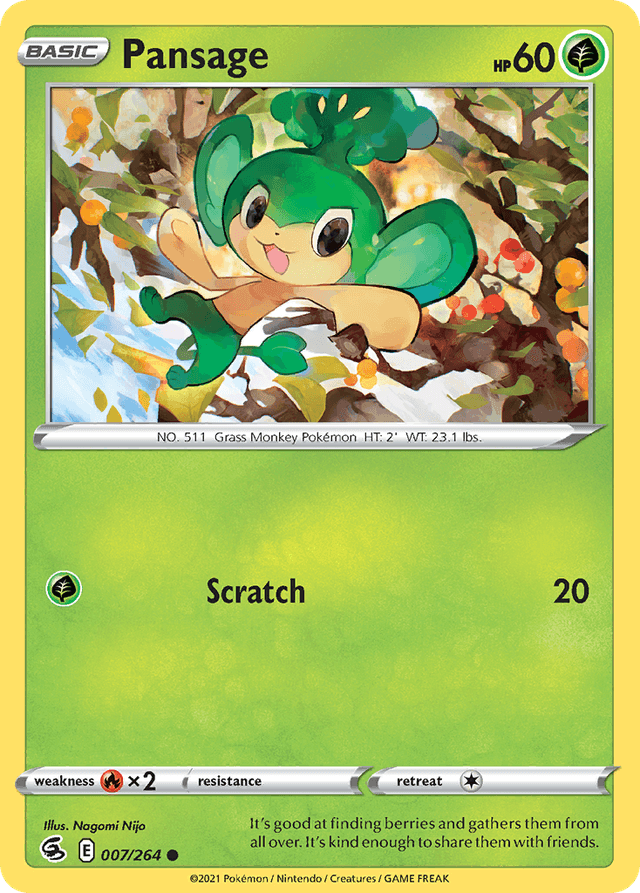 Carta Pansage 7/264 do set Fusion Strike — Pokémon TCG | Bynx