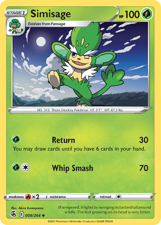 Carta Simisage 8/264 do set Fusion Strike — Pokémon TCG | Bynx