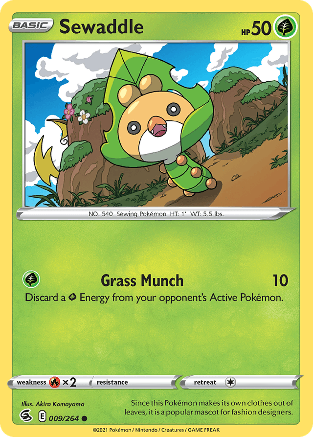Carta Sewaddle 9/264 do set Fusion Strike — Pokémon TCG | Bynx