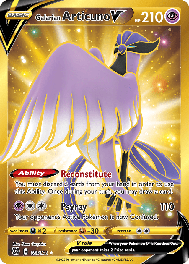 Carta Galarian Articuno V 181/172 do set Brilliant Stars — Pokémon TCG | Bynx