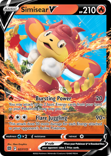 Carta Simisear V 27/172 do set Brilliant Stars — Pokémon TCG | Bynx
