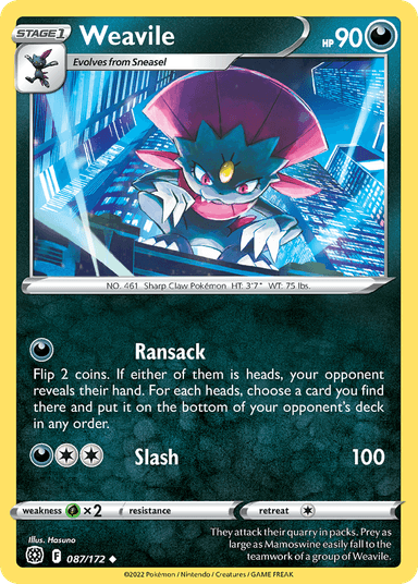 Carta Weavile 87/172 do set Brilliant Stars — Pokémon TCG | Bynx
