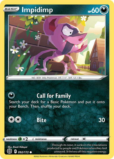 Carta Impidimp 92/172 do set Brilliant Stars — Pokémon TCG | Bynx