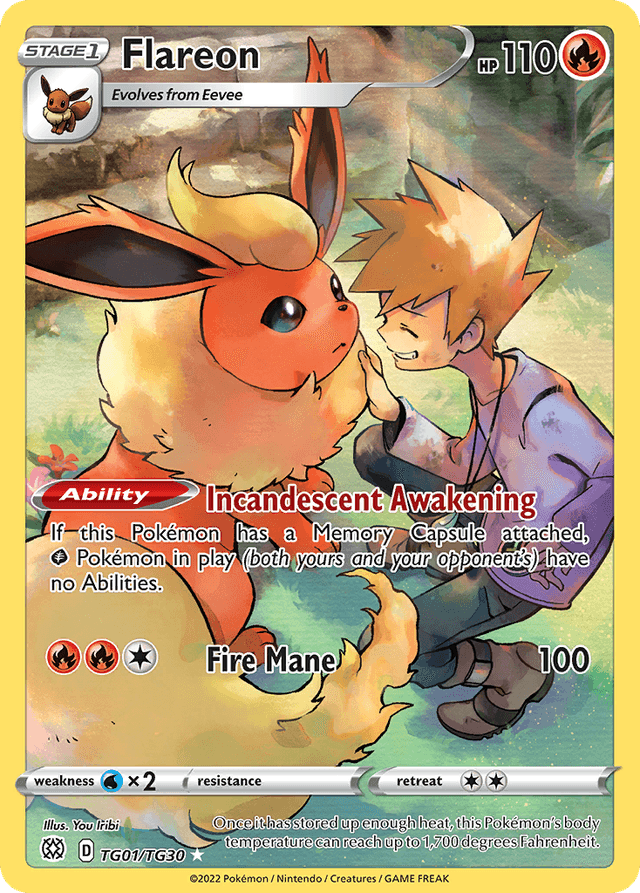 Carta Flareon TG01/30 do set Brilliant Stars Trainer Gallery — Pokémon TCG | Bynx