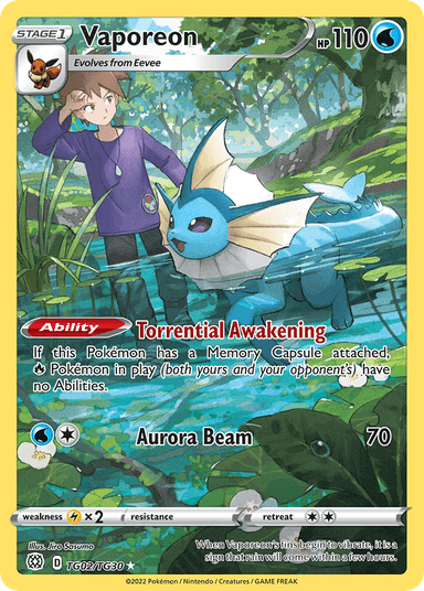 Carta Vaporeon TG02/30 do set Brilliant Stars Trainer Gallery — Pokémon TCG | Bynx