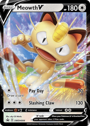 Carta Meowth V SWSH004/307 do set SWSH Black Star Promos — Pokémon TCG | Bynx