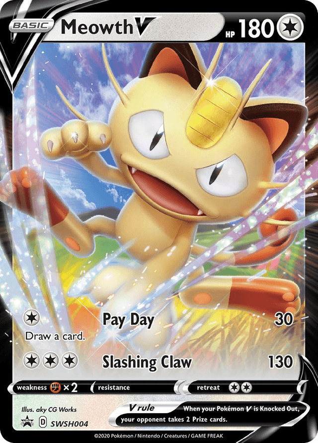 Carta Meowth V SWSH004/307 do set SWSH Black Star Promos — Pokémon TCG | Bynx