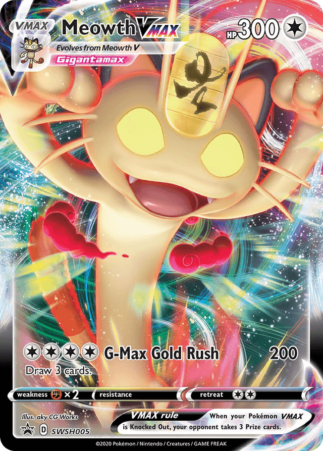 Carta Meowth VMAX SWSH005/307 do set SWSH Black Star Promos — Pokémon TCG | Bynx