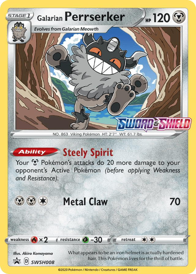 Carta Galarian Perrserker SWSH008/307 do set SWSH Black Star Promos — Pokémon TCG | Bynx