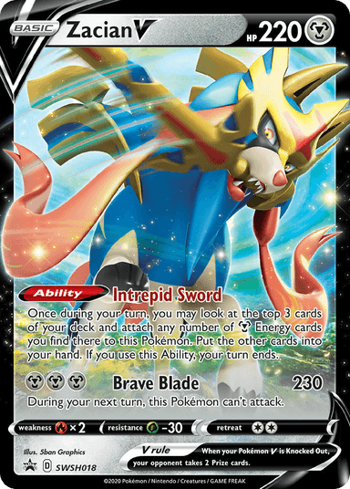 Carta Zacian V SWSH018/307 do set SWSH Black Star Promos — Pokémon TCG | Bynx