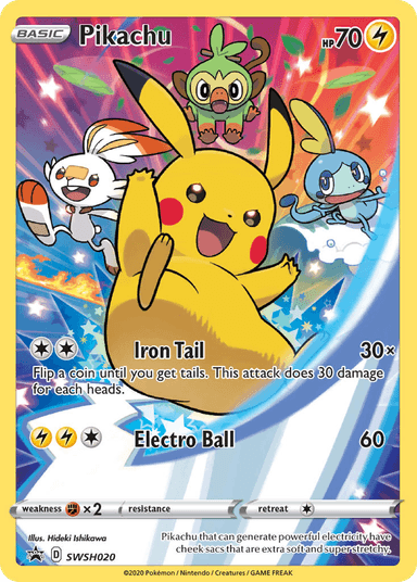 Carta Pikachu SWSH020/307 do set SWSH Black Star Promos — Pokémon TCG | Bynx