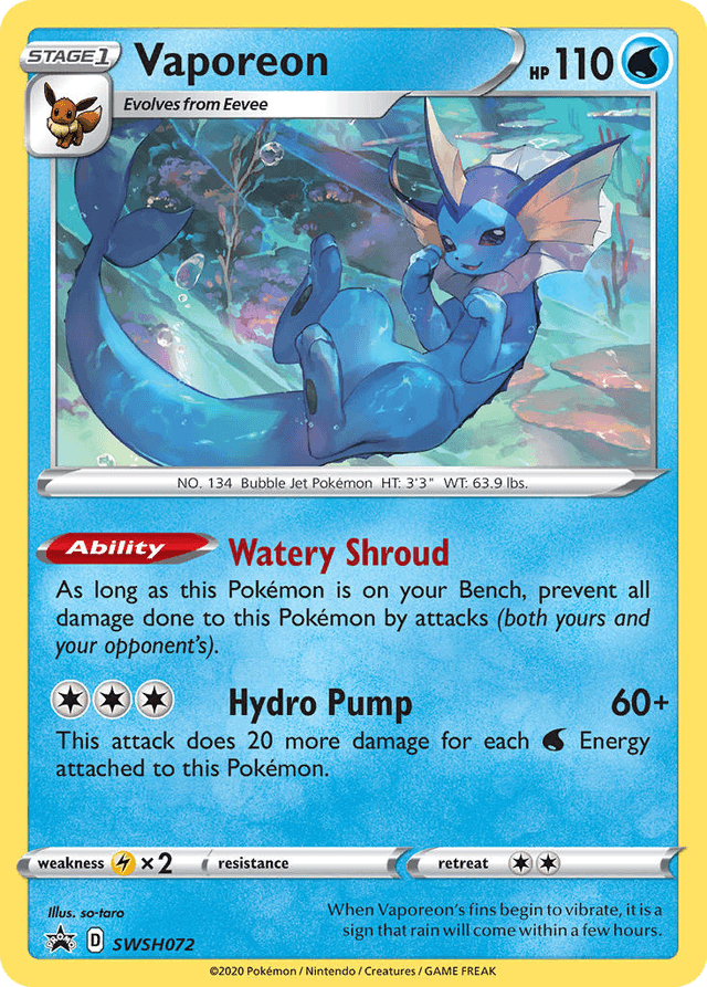 Carta Vaporeon SWSH072/307 do set SWSH Black Star Promos — Pokémon TCG | Bynx
