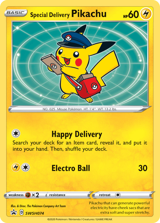 Carta Special Delivery Pikachu SWSH074/307 do set SWSH Black Star Promos — Pokémon TCG | Bynx