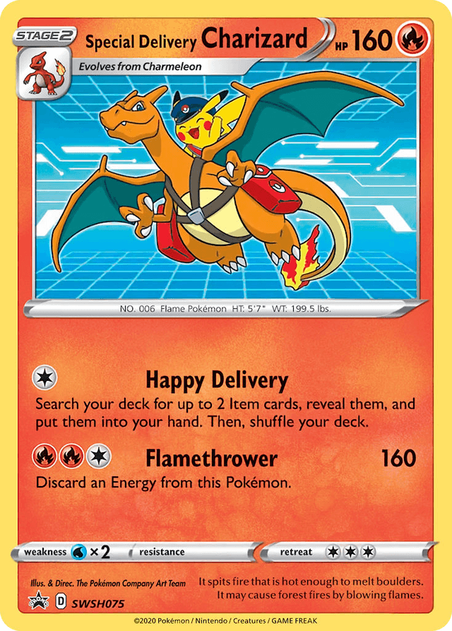Carta Special Delivery Charizard SWSH075/307 do set SWSH Black Star Promos — Pokémon TCG | Bynx