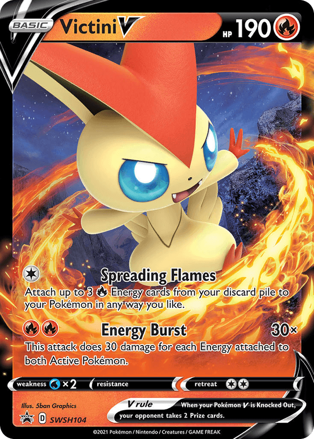 Carta Victini V SWSH104/307 do set SWSH Black Star Promos — Pokémon TCG | Bynx