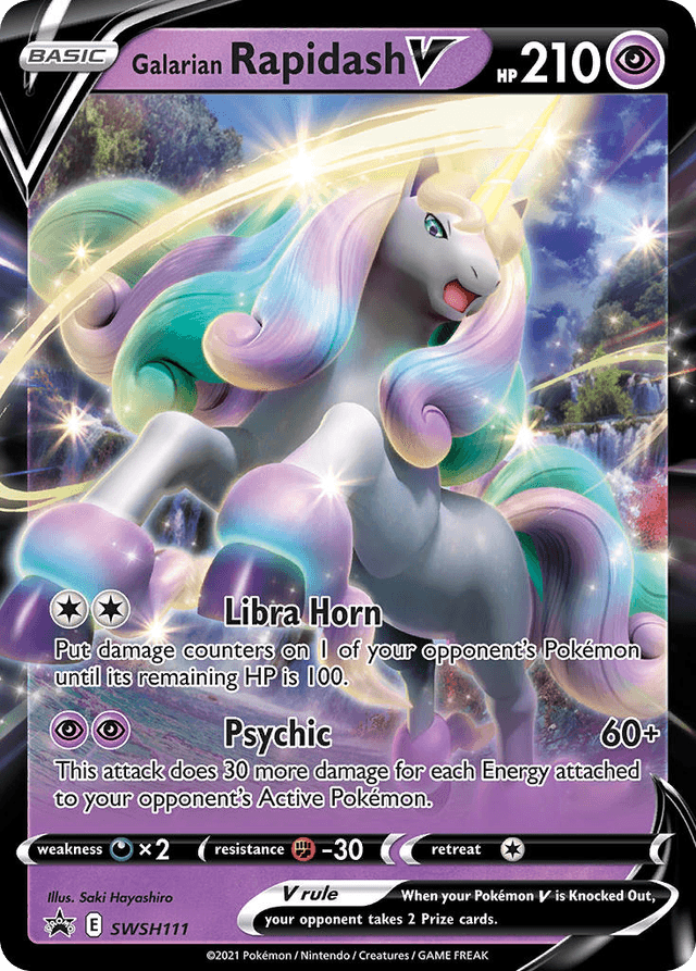 Carta Galarian Rapidash V SWSH111/307 do set SWSH Black Star Promos — Pokémon TCG | Bynx