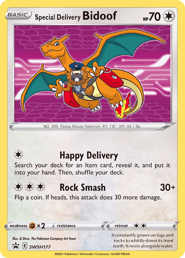 Carta Special Delivery Bidoof SWSH177/307 do set SWSH Black Star Promos — Pokémon TCG | Bynx