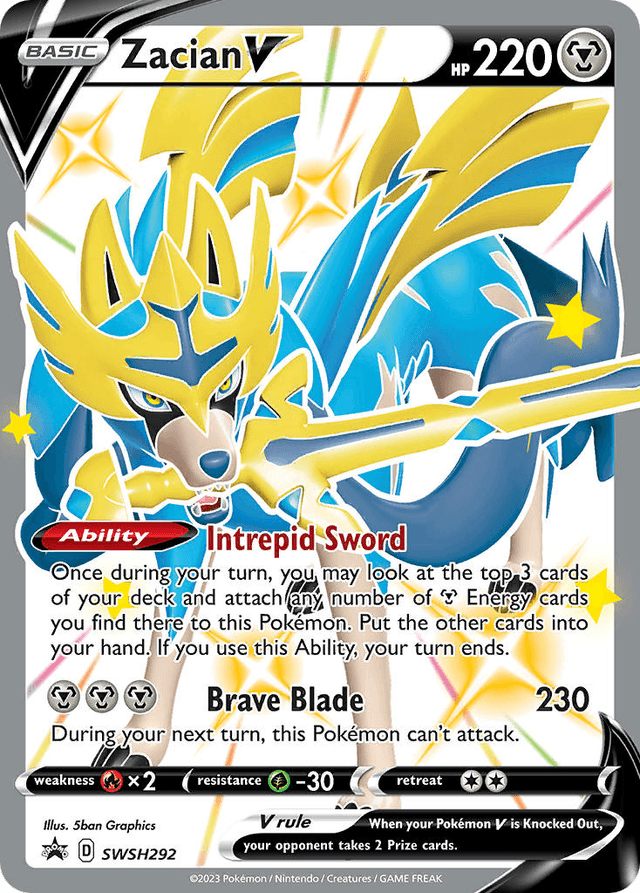 Carta Zacian V SWSH292/307 do set SWSH Black Star Promos — Pokémon TCG | Bynx