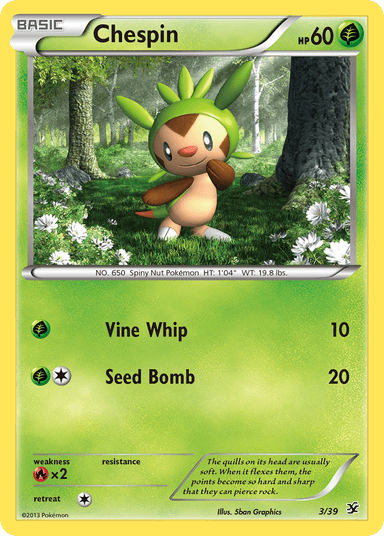 Carta Chespin 3/39 do set Kalos Starter Set — Pokémon TCG | Bynx