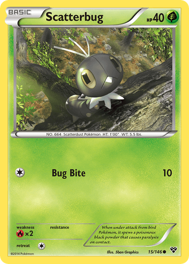 Carta Scatterbug 15/146 do set XY — Pokémon TCG | Bynx