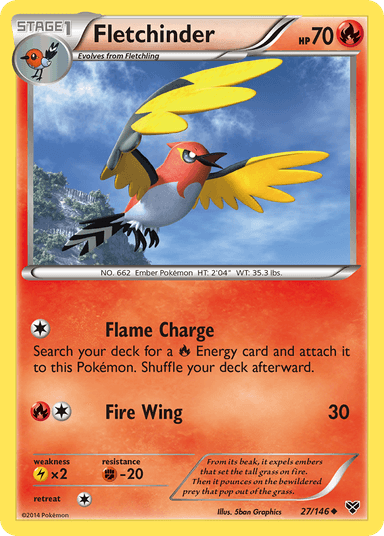 Carta Fletchinder 27/146 do set XY — Pokémon TCG | Bynx