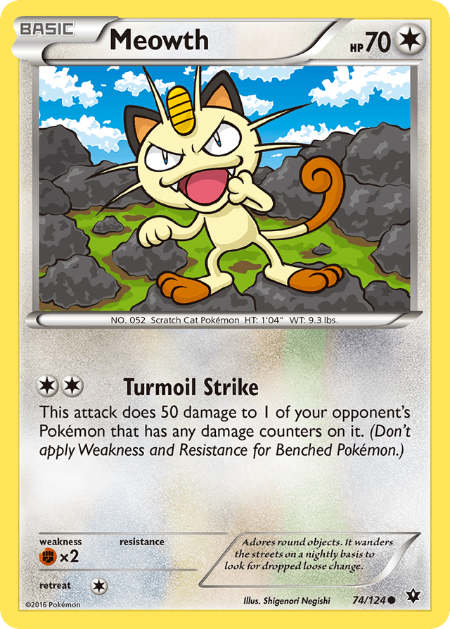 Carta Meowth 74/124 do set Fates Collide — Pokémon TCG | Bynx