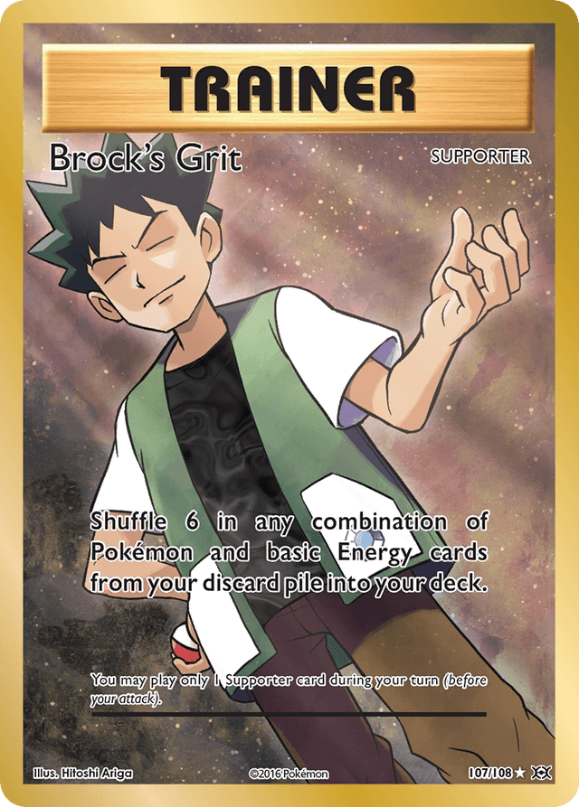 Carta Brock's Grit 107/108 do set Evolutions — Pokémon TCG | Bynx