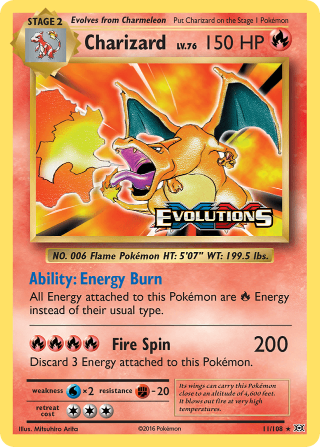 Carta Charizard 11/108 do set Evolutions — Pokémon TCG | Bynx