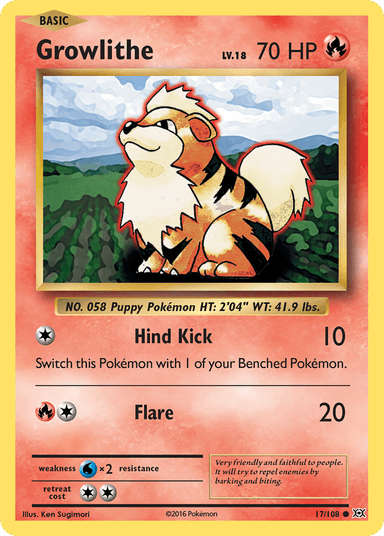 Carta Growlithe 17/108 do set Evolutions — Pokémon TCG | Bynx