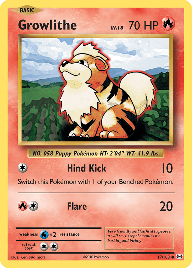 Carta Growlithe 17/108 do set Evolutions — Pokémon TCG | Bynx