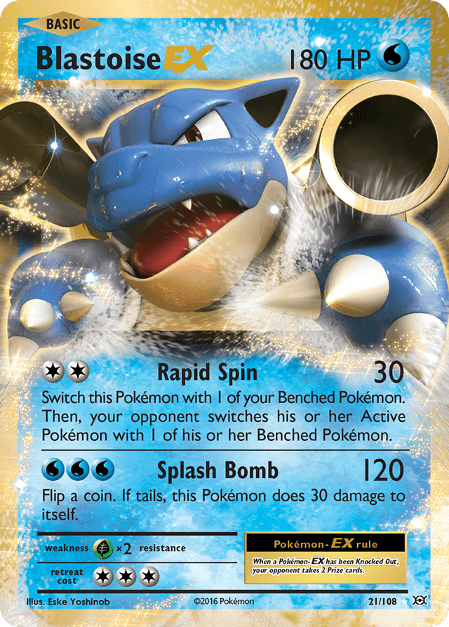 Carta Blastoise-EX 21/108 do set Evolutions — Pokémon TCG | Bynx