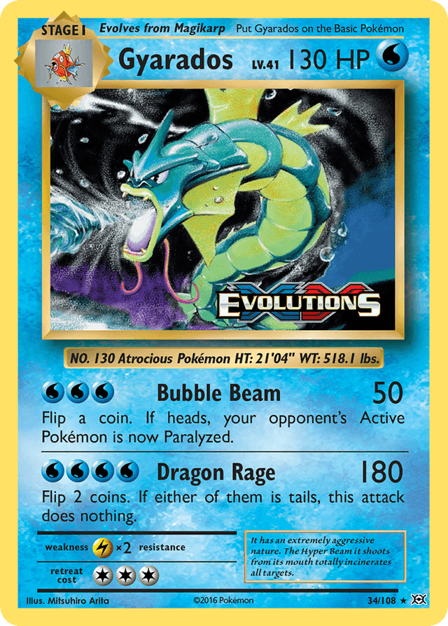 Carta Gyarados 34/108 do set Evolutions — Pokémon TCG | Bynx