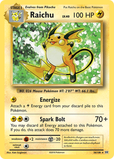 Carta Raichu 36/108 do set Evolutions — Pokémon TCG | Bynx
