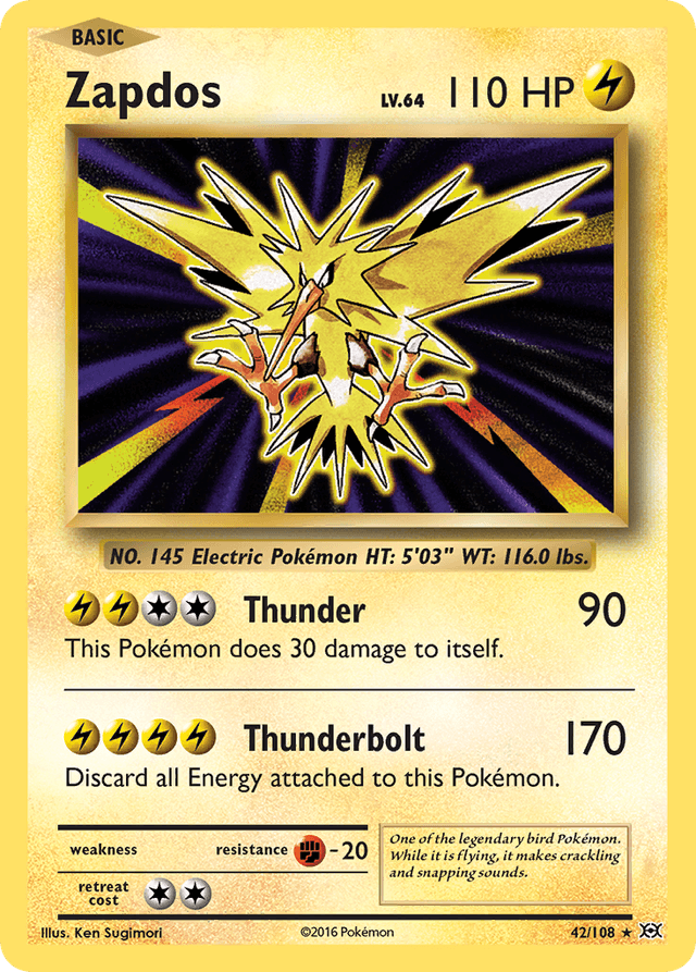 Carta Zapdos 42/108 do set Evolutions — Pokémon TCG | Bynx