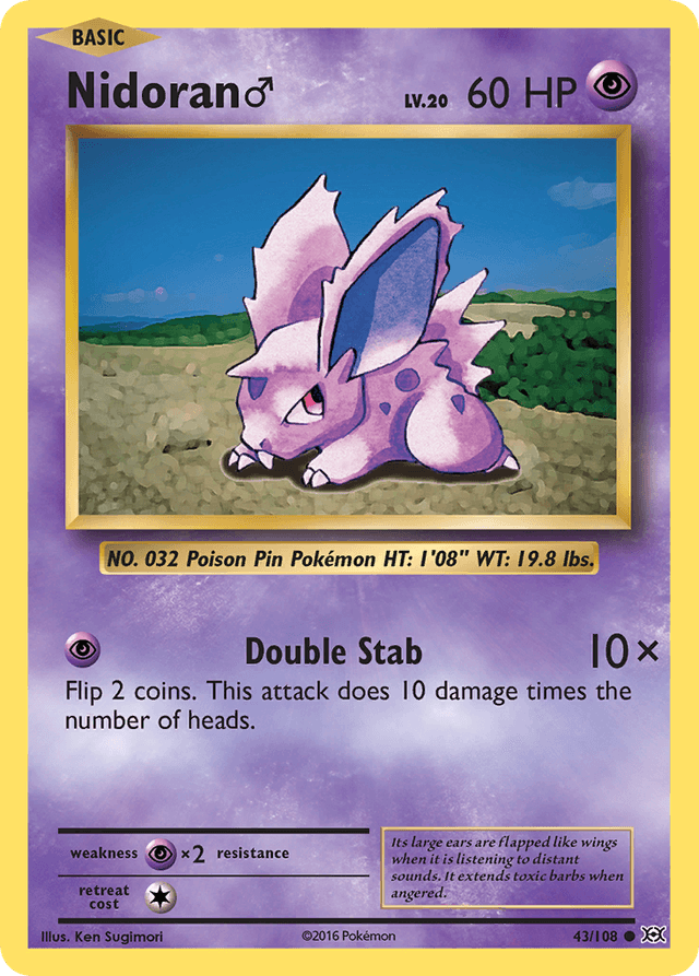 Carta Nidoran ♂ 43/108 do set Evolutions — Pokémon TCG | Bynx