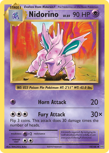 Carta Nidorino 44/108 do set Evolutions — Pokémon TCG | Bynx