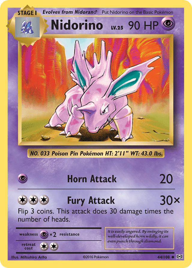 Carta Nidorino 44/108 do set Evolutions — Pokémon TCG | Bynx