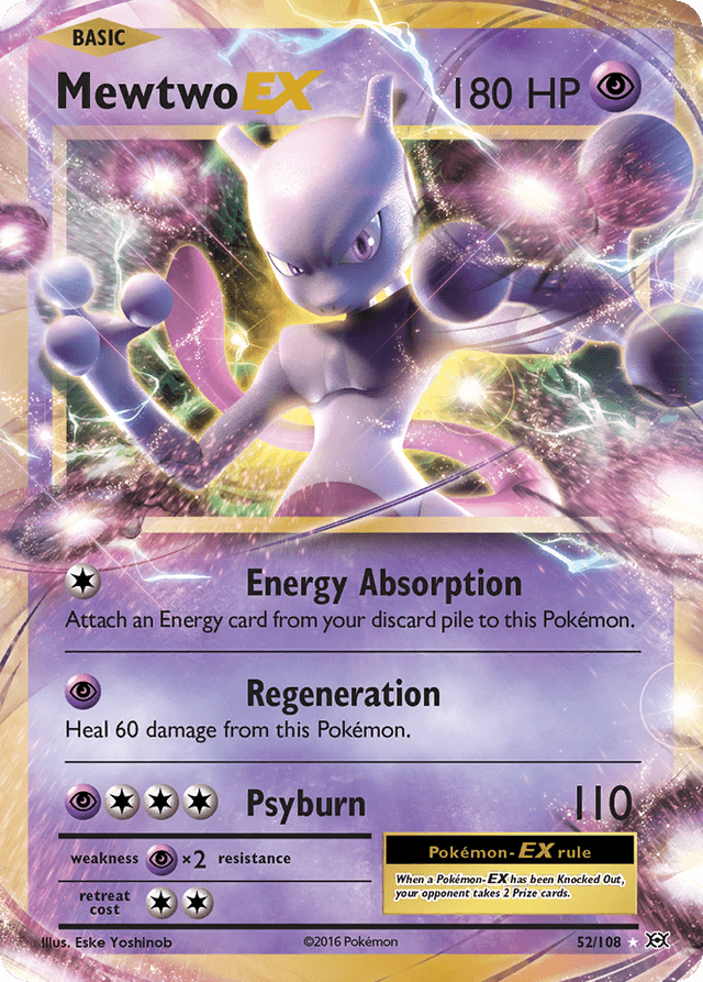 Carta Mewtwo-EX 52/108 do set Evolutions — Pokémon TCG | Bynx
