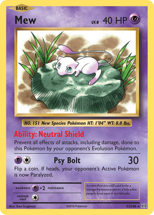 Carta Mew 53/108 do set Evolutions — Pokémon TCG | Bynx