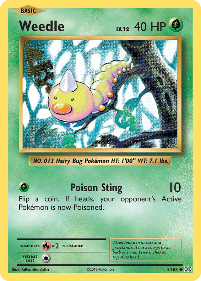 Carta Weedle 5/108 do set Evolutions — Pokémon TCG | Bynx