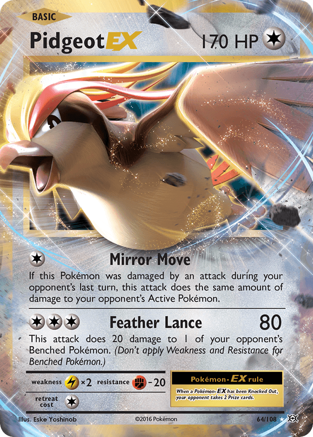 Carta Pidgeot-EX 64/108 do set Evolutions — Pokémon TCG | Bynx