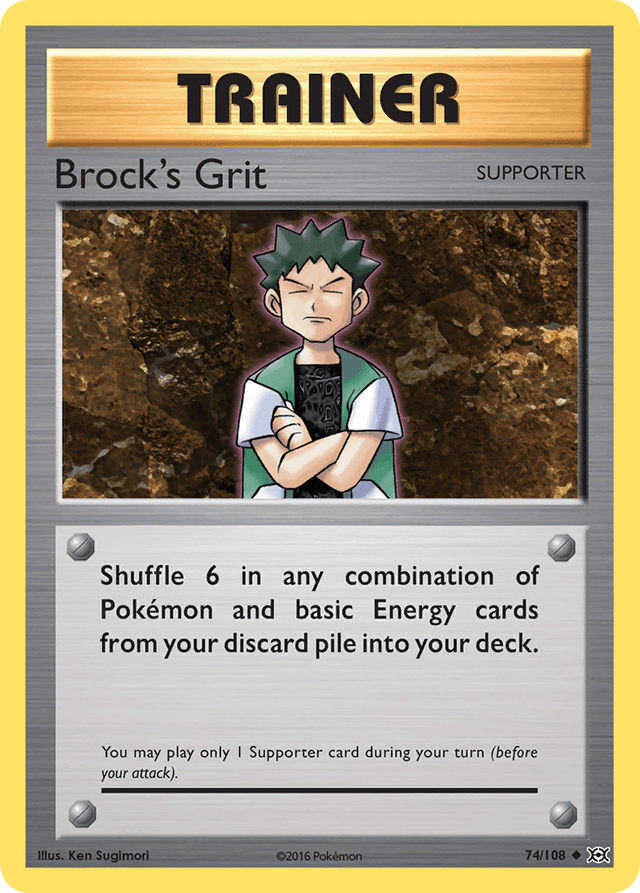 Carta Brock's Grit 74/108 do set Evolutions — Pokémon TCG | Bynx