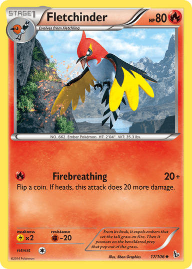 Carta Fletchinder 17/106 do set Flashfire — Pokémon TCG | Bynx