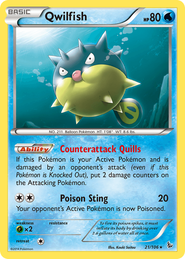 Carta Qwilfish 21/106 do set Flashfire — Pokémon TCG | Bynx