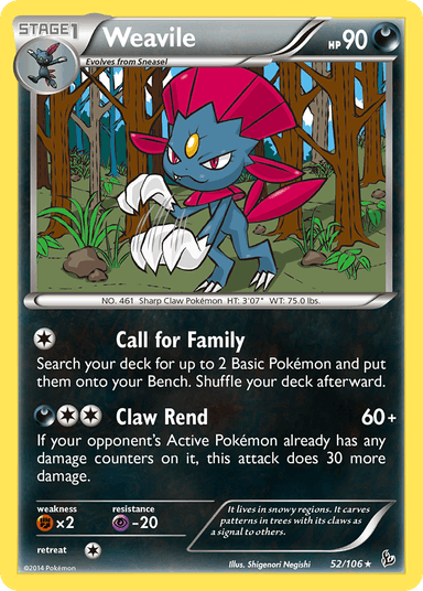 Carta Weavile 52/106 do set Flashfire — Pokémon TCG | Bynx