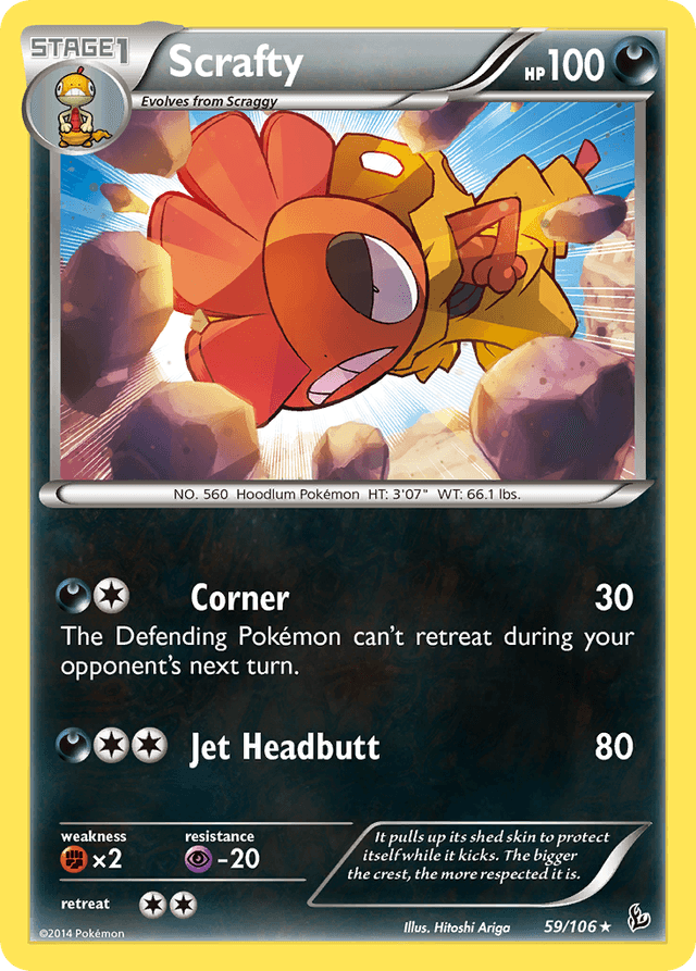 Carta Scrafty 59/106 do set Flashfire — Pokémon TCG | Bynx