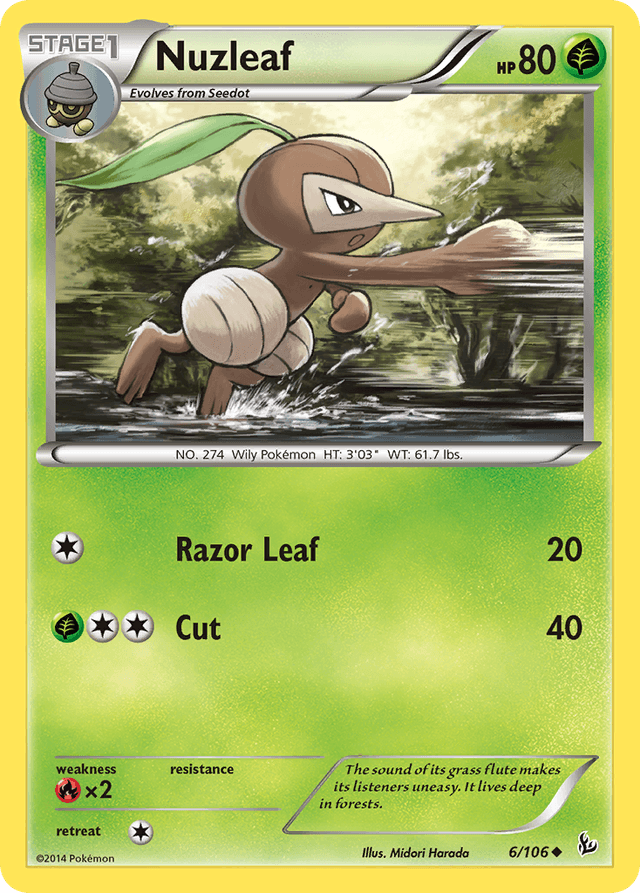 Carta Nuzleaf 6/106 do set Flashfire — Pokémon TCG | Bynx