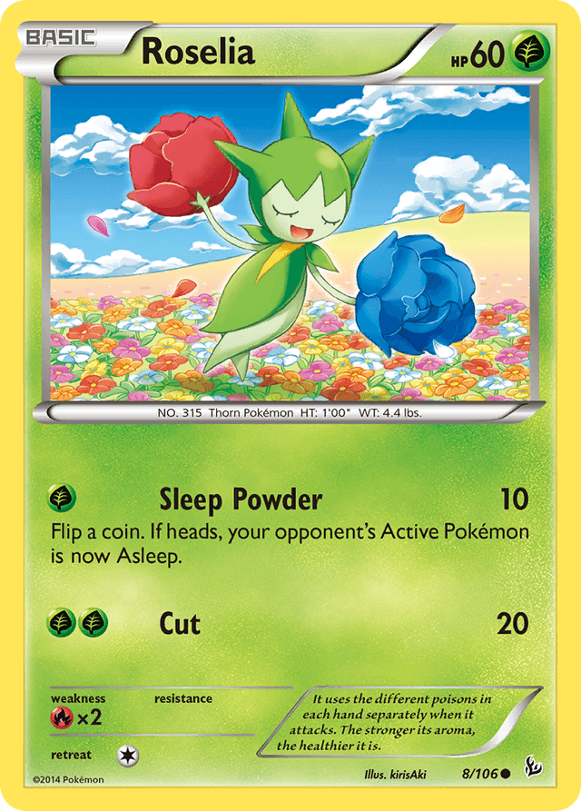 Carta Roselia 8/106 do set Flashfire — Pokémon TCG | Bynx