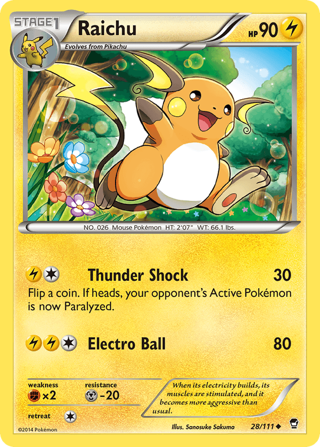 Carta Raichu 28/111 do set Furious Fists — Pokémon TCG | Bynx